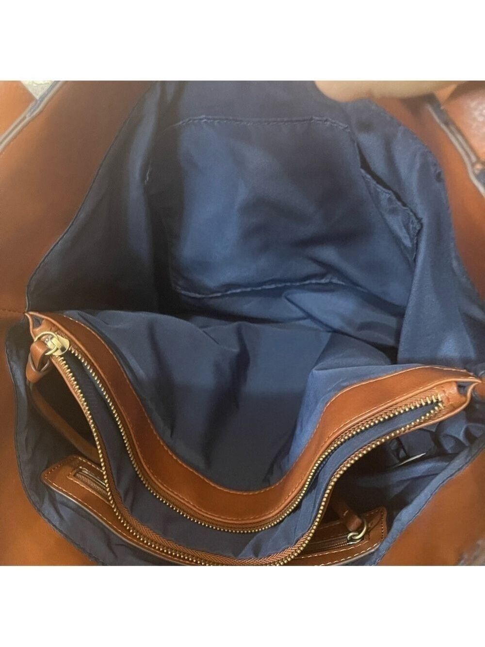 Stylish Denim and Brown Tote Bag - Picture 8 of 10